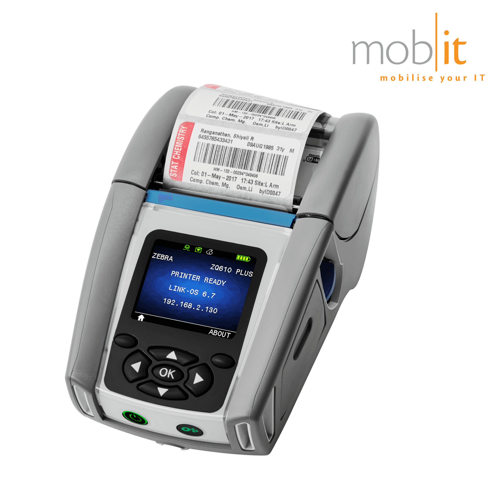 Zebra ZQ610 Plus Healthcare Mobile Label Printer for medical, laboratory and hospital environments