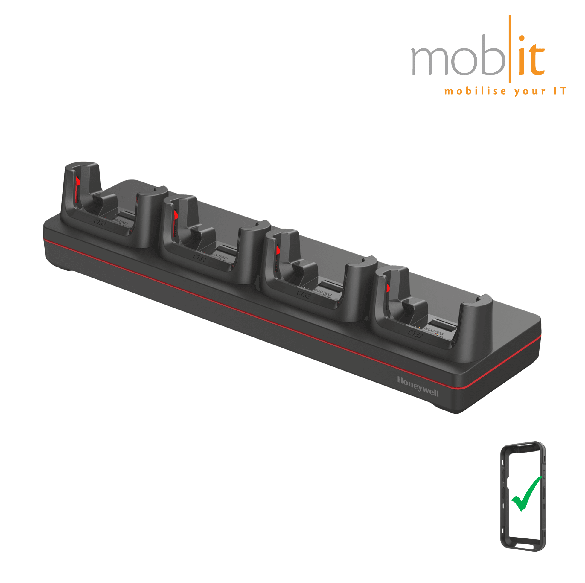 4-Slot Charge Cradle for booted Honeywell CT32 Mobile Computer