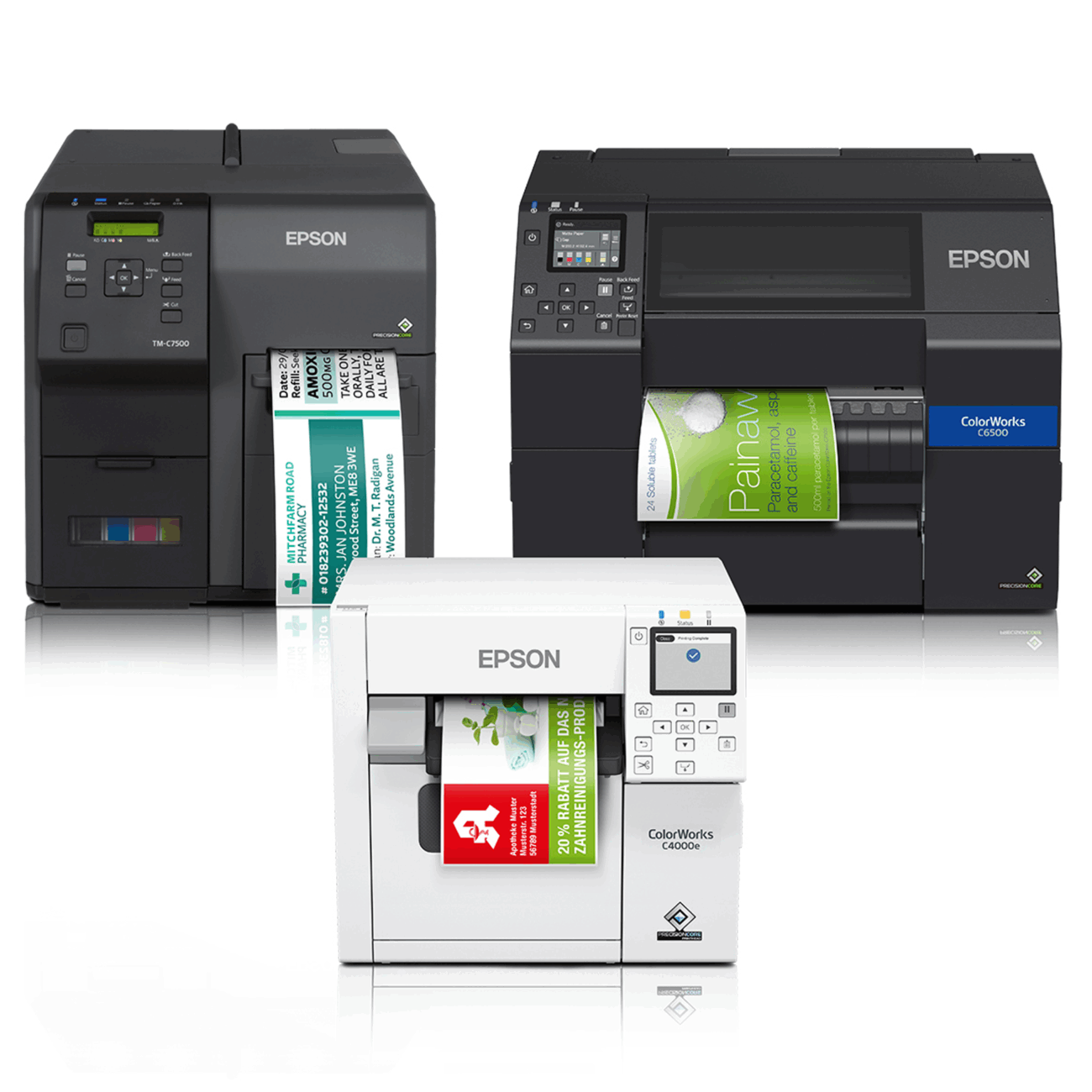 Les imprimantes d'étiquettes couleur Epson ColorWorks impriment des étiquettes aux couleurs éclatantes pour de nombreuses applications