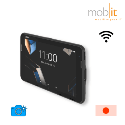 Zebra ET401 Enterprise Tablet with barcode scanner, 8-inch screen, WLAN (WiFi 7) and camera.