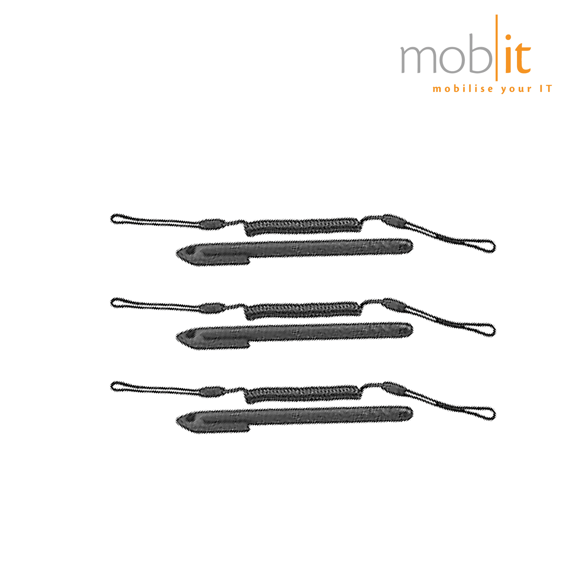 Zebra Plastic Passive Stylus with Coiled Tether, set of 3 pieces.