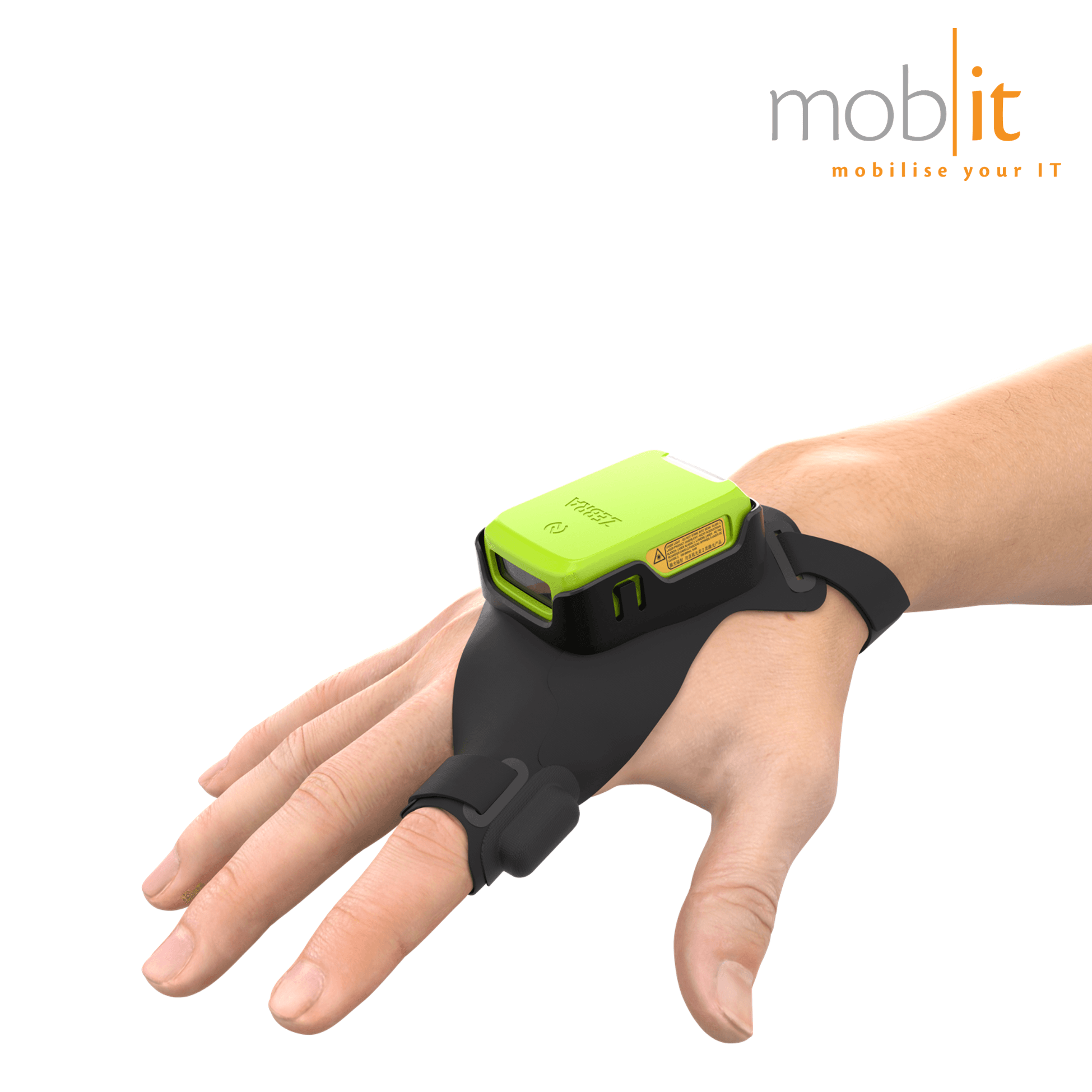 Zebra RS2100 Wearable Scanner - front view on hand