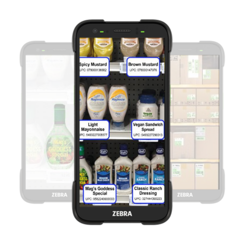 Reconnaissance d'articles à l'aide d'un terminal mobile et de l'application Product Recognizer AI de mobit, basée sur l'intelligence artificielle