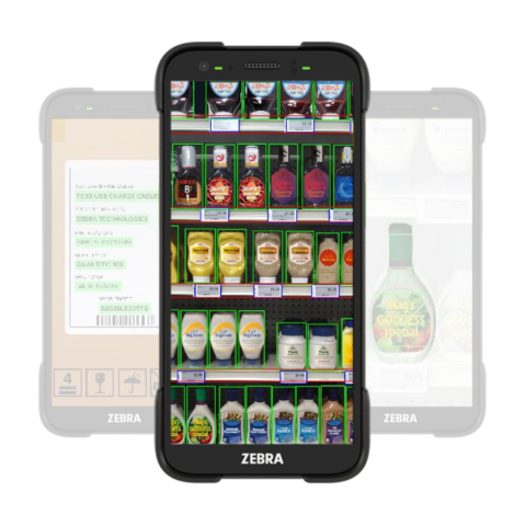 Reconnaissance de produits à l'aide d'un terminal mobile et de l'application Shelf and Product Localizer AI de mobit, basée sur l'intelligence artificielle