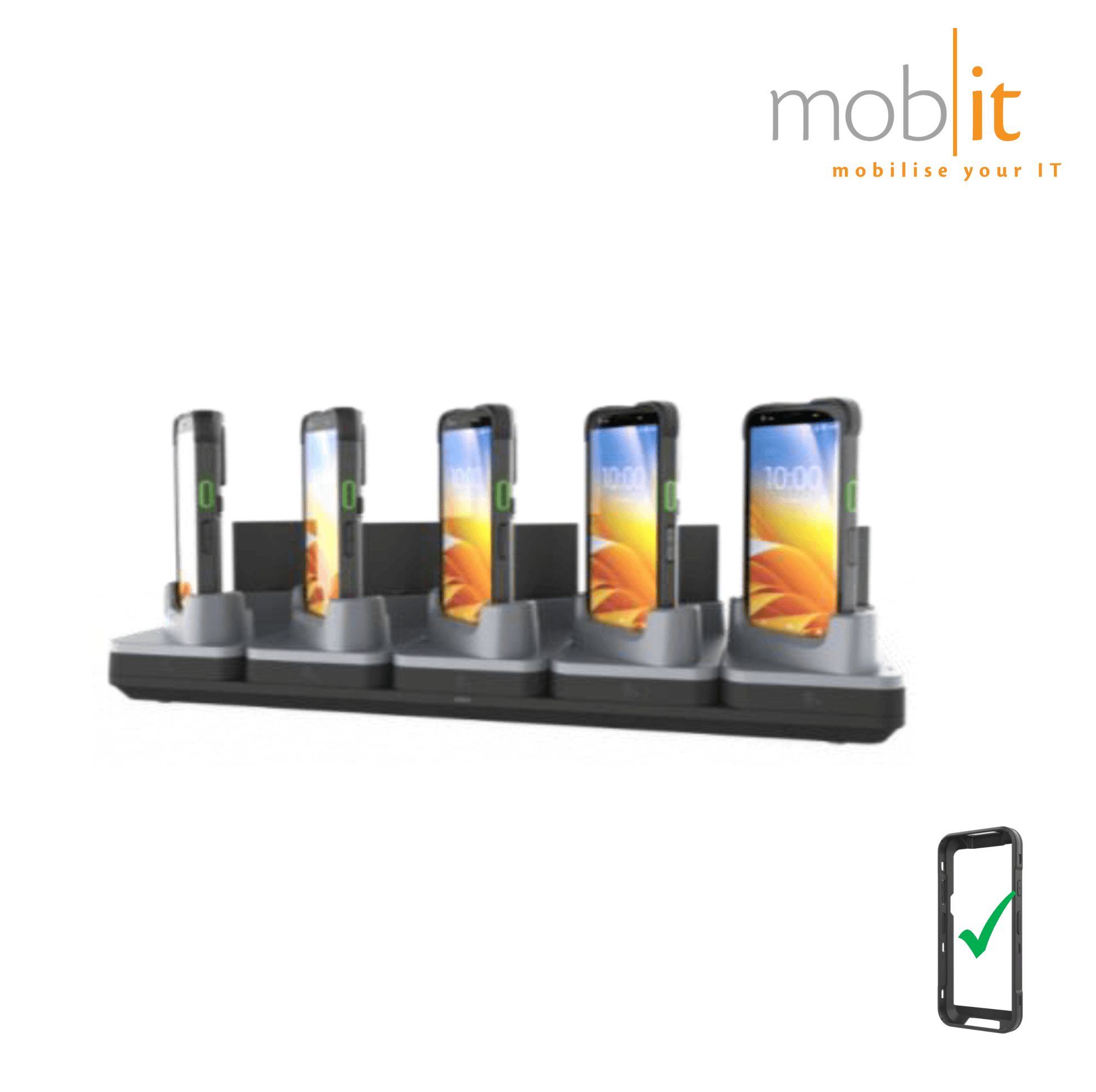 5-slot Charge-Only Cradle for Zebra TC501 Mobile Terminals with exoskeleton and batteries