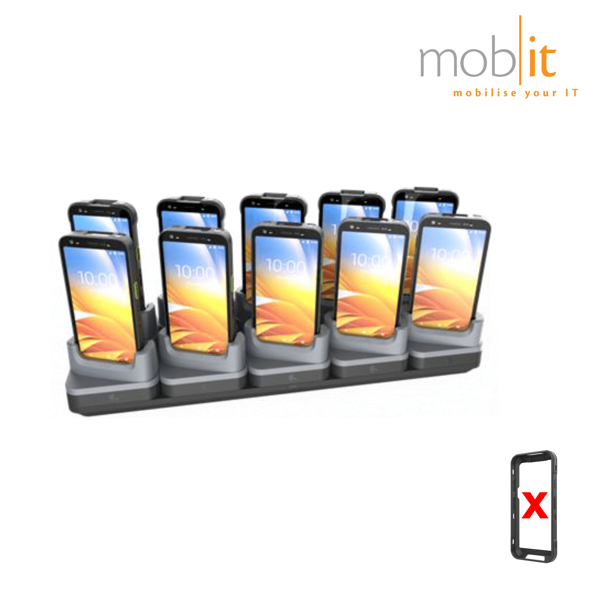 10-slot Charge-Only Cradle for Zebra TC501 Mobile Terminals without exoskeleton