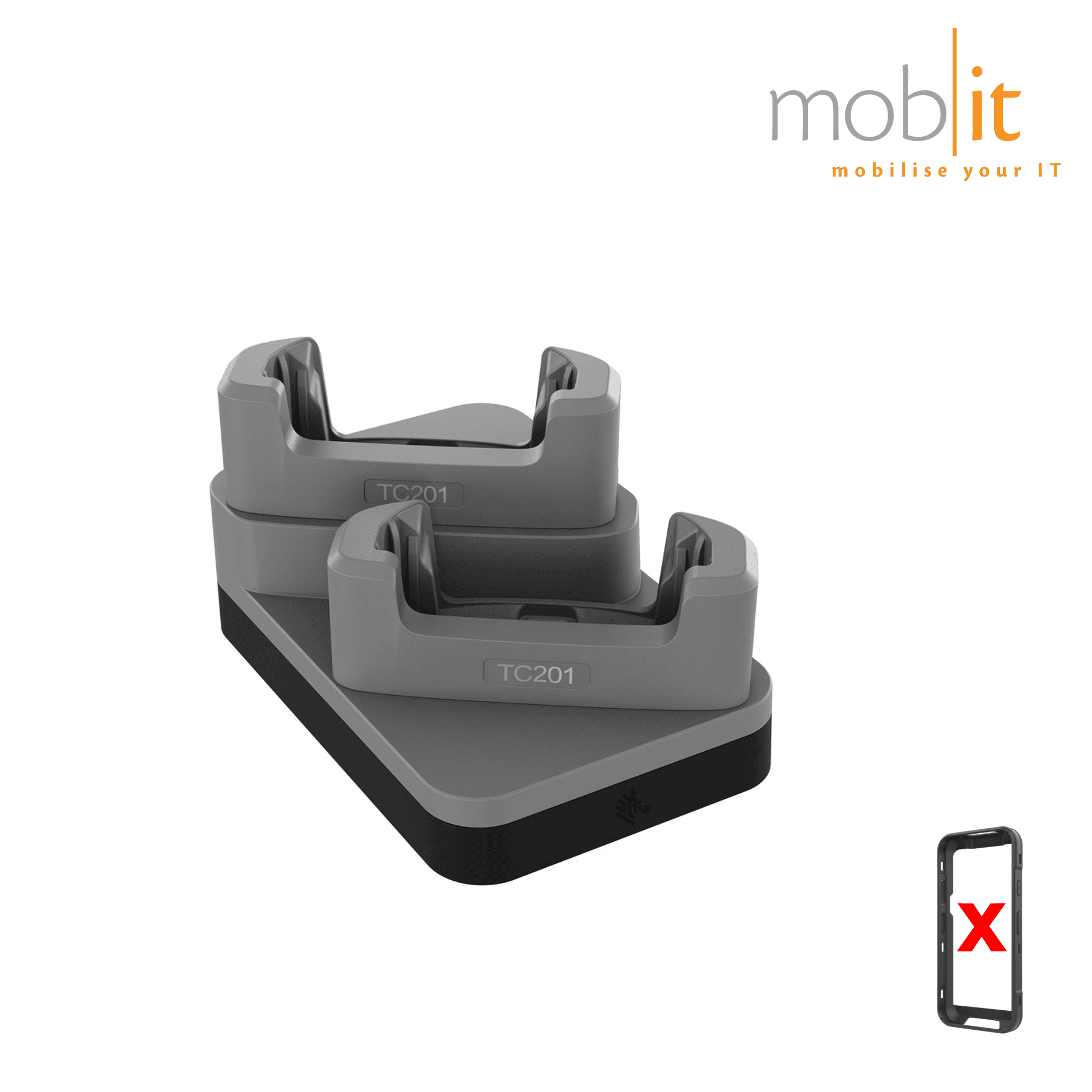 2-slot Charge Cradle for Zebra TC201 Mobile Terminals without protective boot