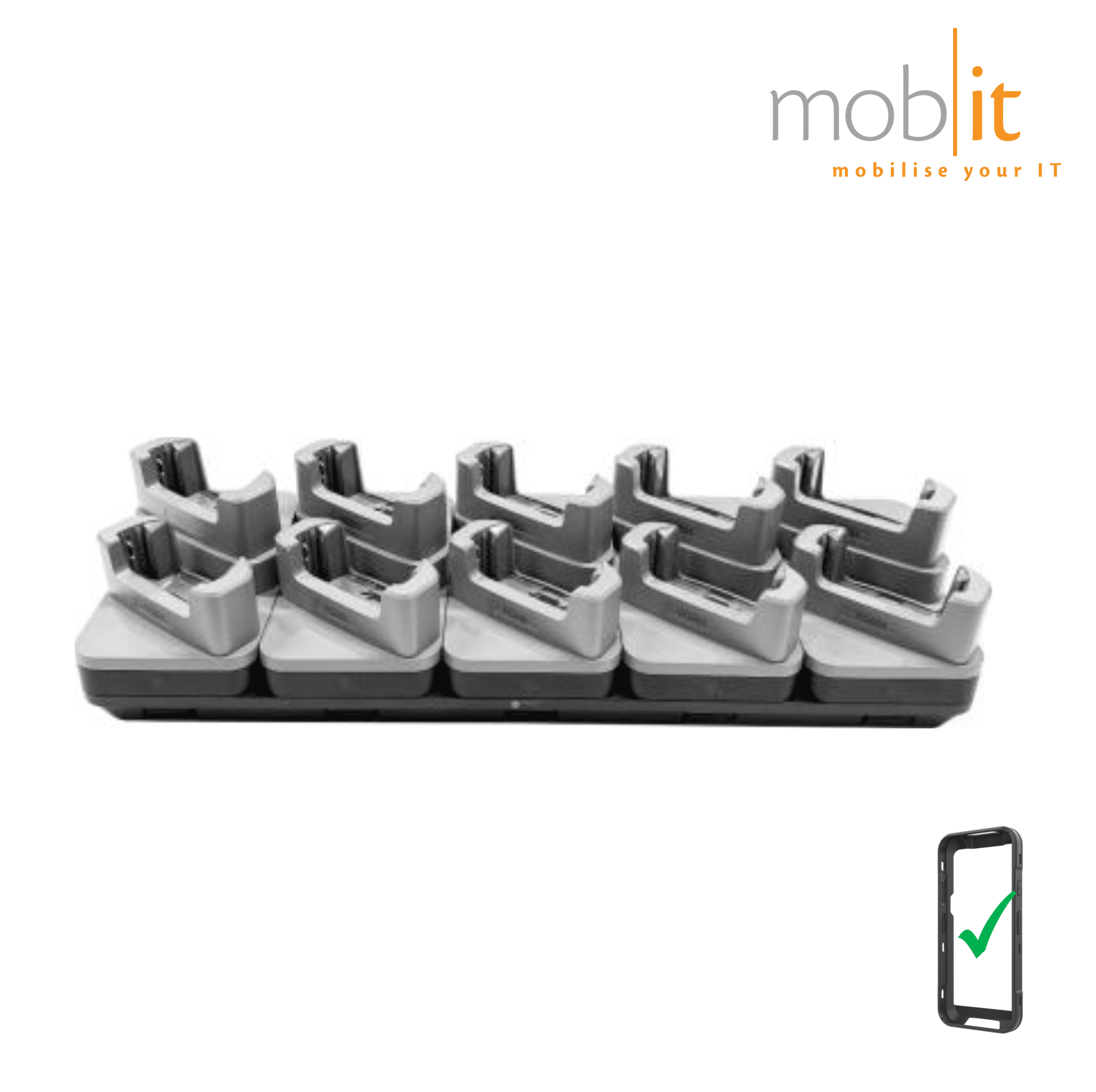 10-slot Charge Cradle for Zebra TC201 Mobile Terminals with protective boot