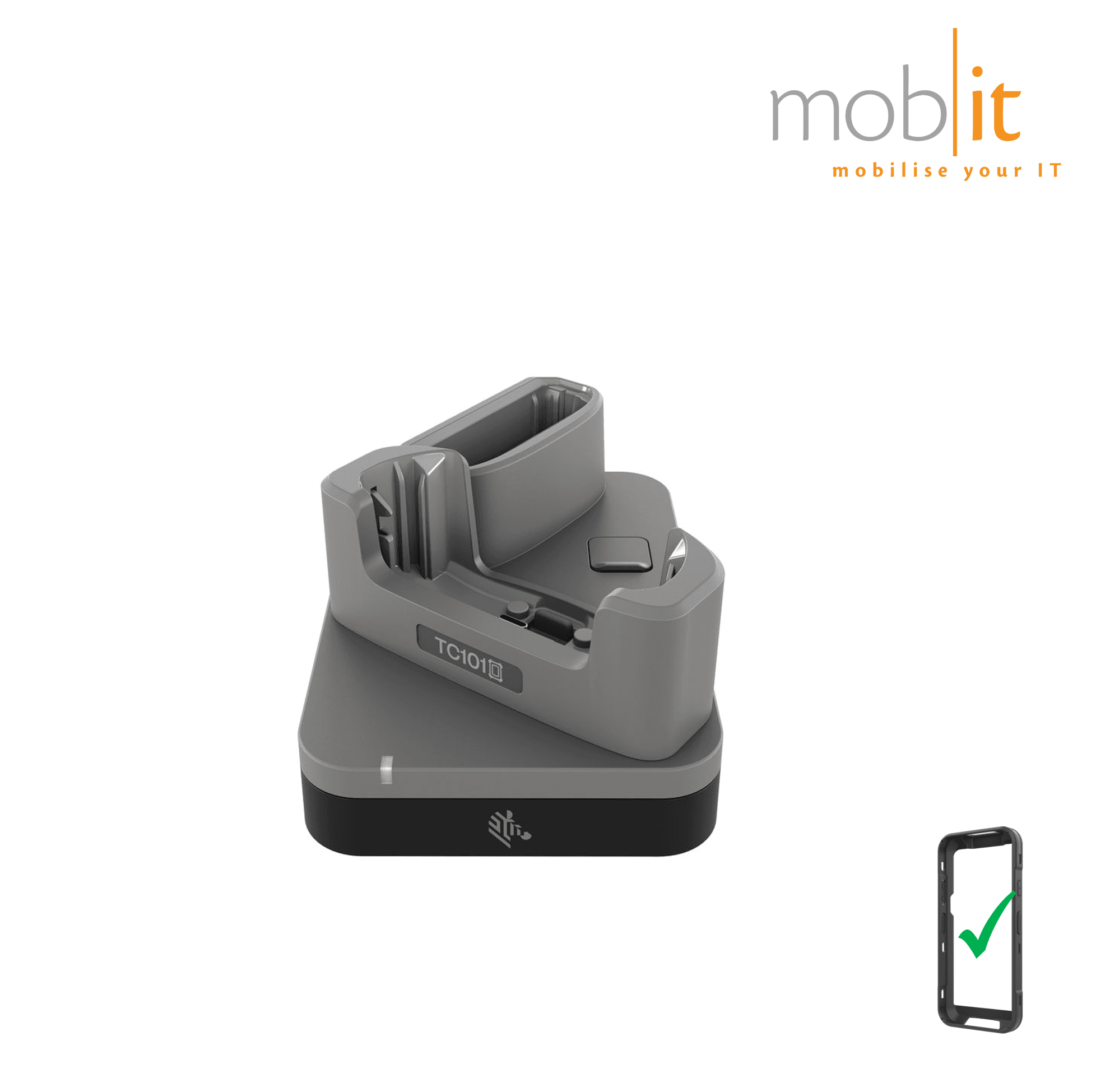 1-slot Charge Cradle for Zebra TC201 Mobile Terminal with protective boot and battery