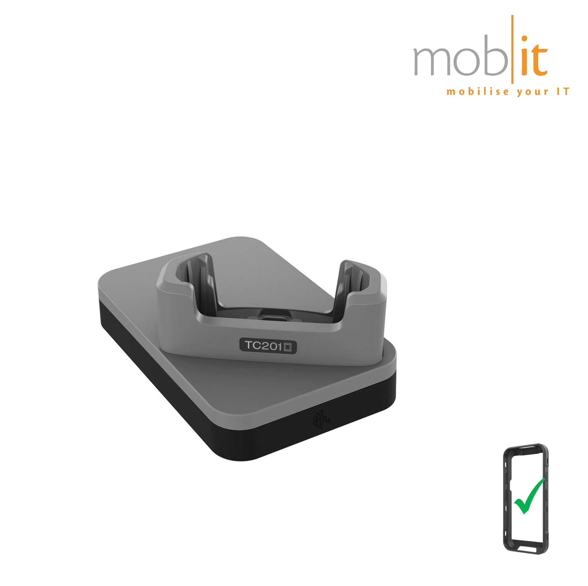 1-slot Charge Cradle for Zebra TC201 Mobile Terminal with protective boot