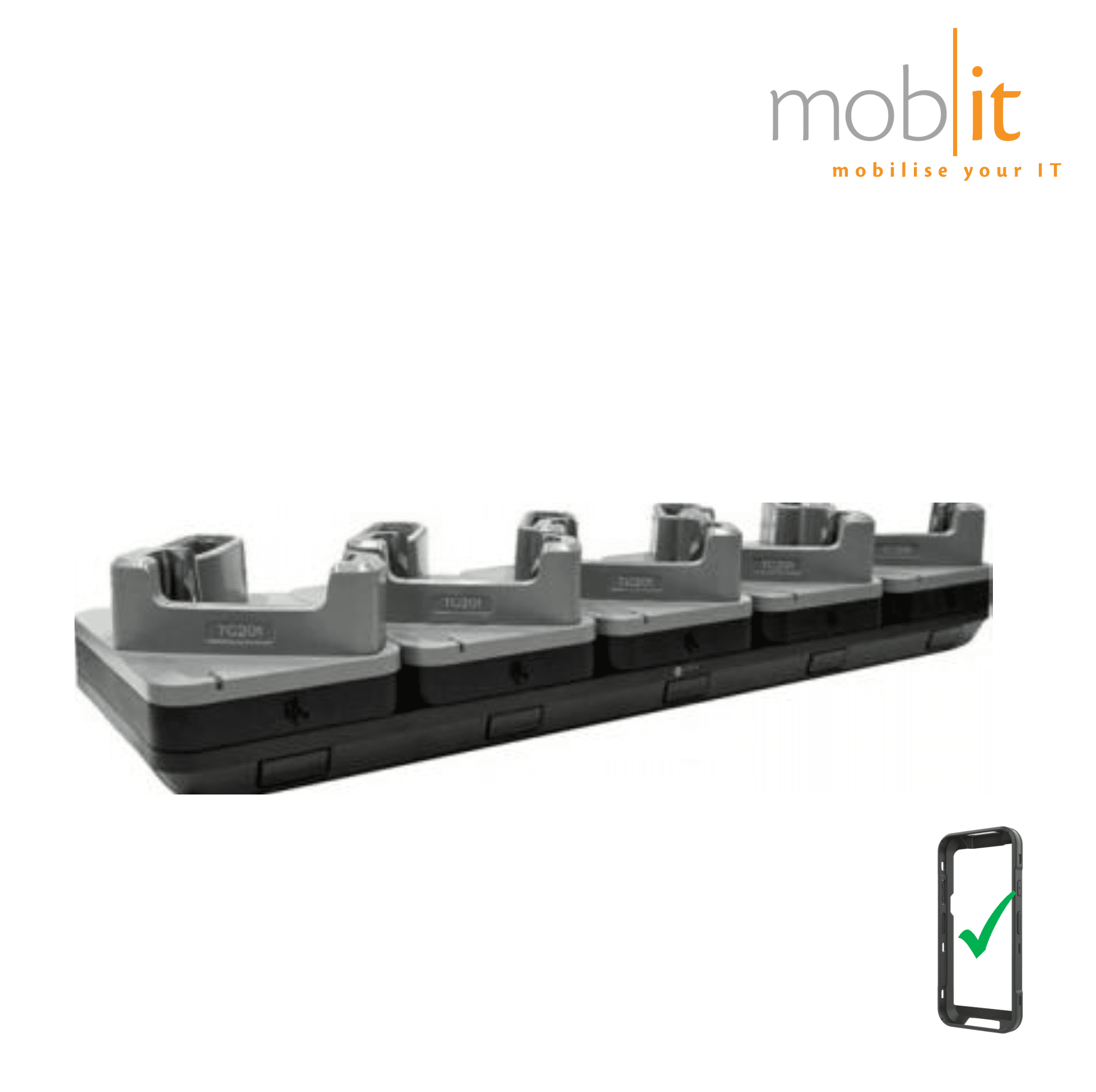 5-slot Charge Cradle for Zebra TC201 Mobile Terminals with protecitve boot and batteries