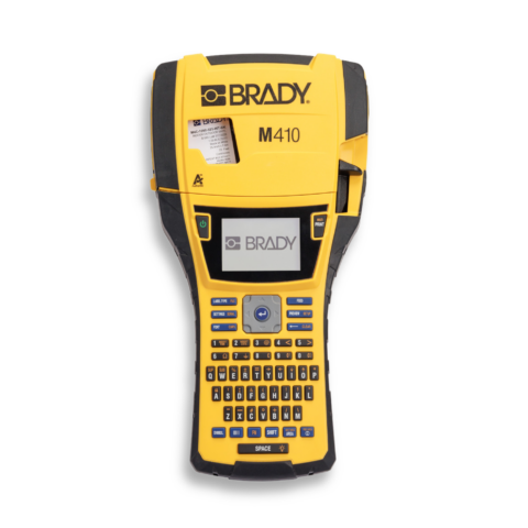 Tragbarer Brady M410 Handheld-Etikettendrucker mit integrierter QWERTZ-Tastatur und Display